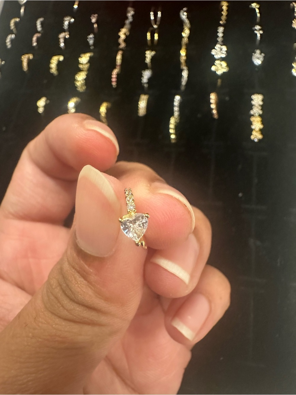 Gold Heart Cubic Zirconia nose ring - Women Jewelry